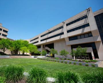 View of Posvar Hall and lawn