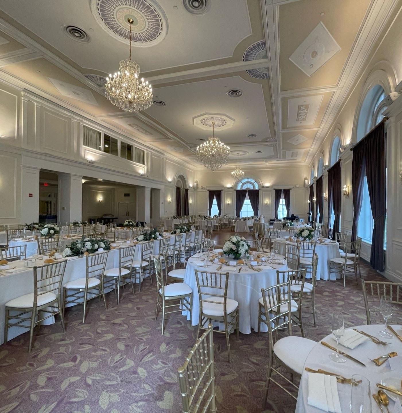 Ballroom B decorated for wedding